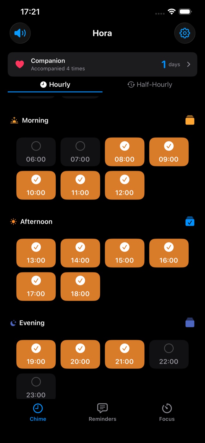 Pick chime time ranges